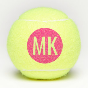 Neon Pink Modern Custom Initials Tennis Balls