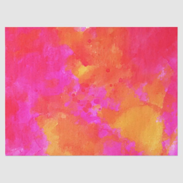 Neon Pink Orange Abstract Modern Artsy Colourful Tissue Paper (Front)