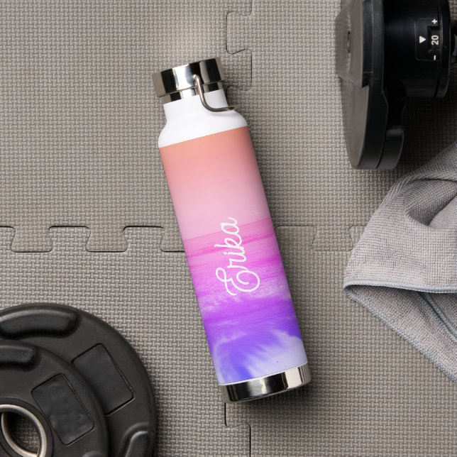 Neon Pink Orange Purple Tropical Paradise Trendy Water Bottle (Gym)