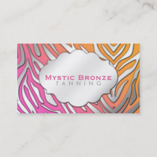 Neon Pink & Orange Zebra Business Coupon Cards