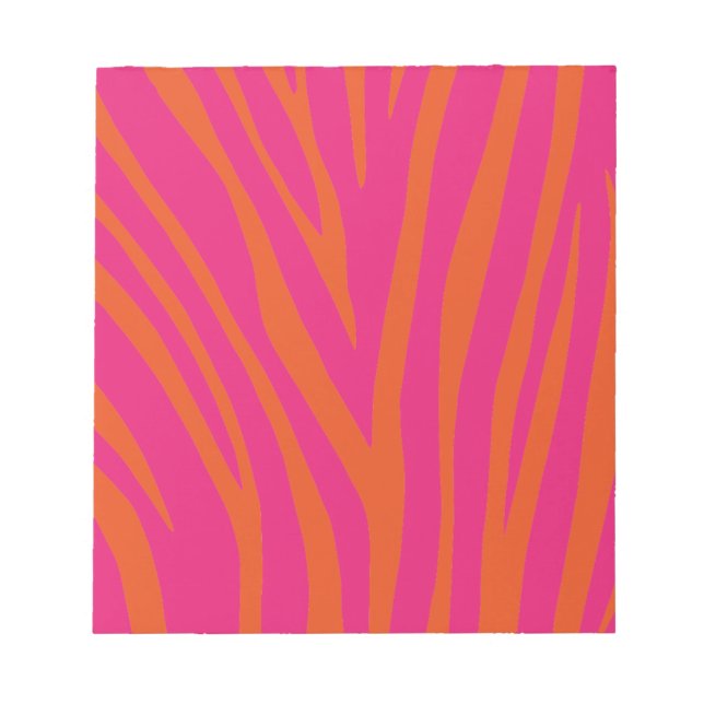 NEON PINK ORANGE ZEBRA STRIPES BACKGROUNDS WALLPAP NOTEPAD (Front)