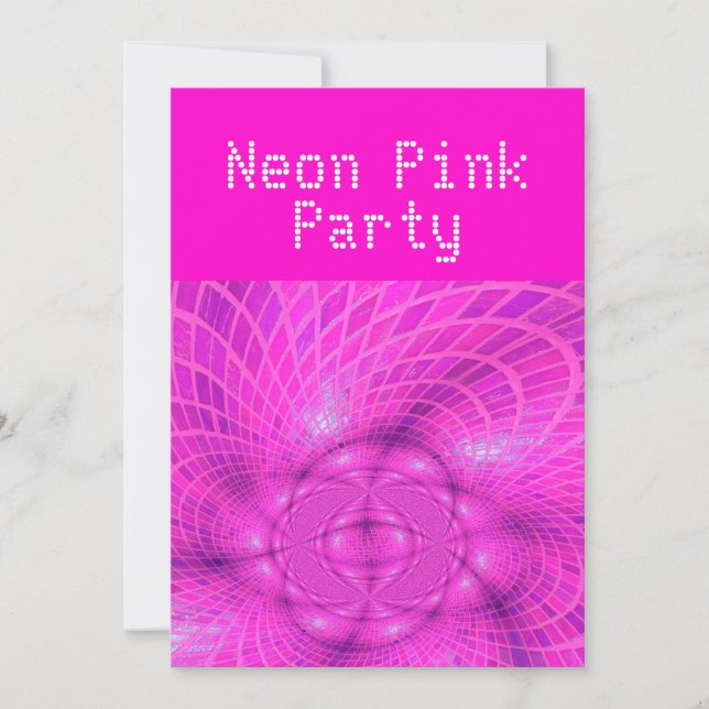 Neon pink party invitation (Front)