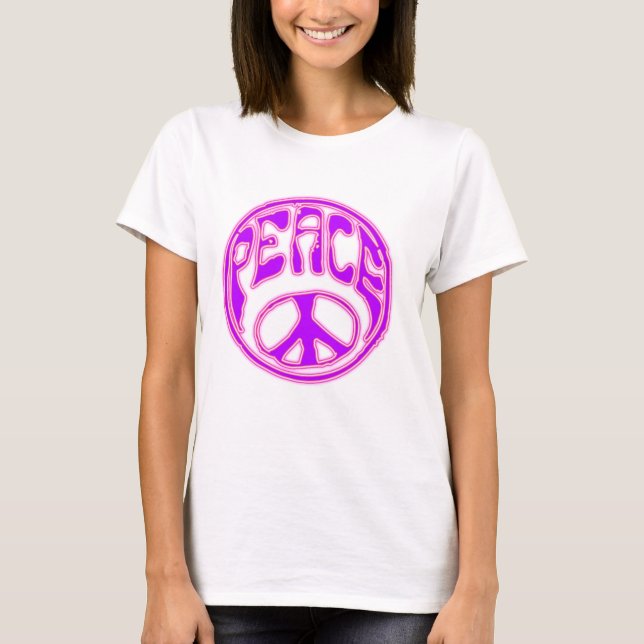 Neon Pink Peace Symbol T-Shirt (Front)