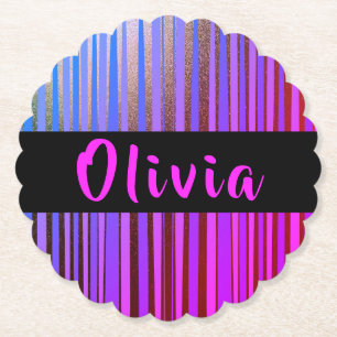 Neon Pink Personalised Name Birthday Party Paper Coaster