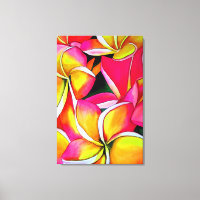 Neon Pink Plumeria Frangipani watercolor Art
