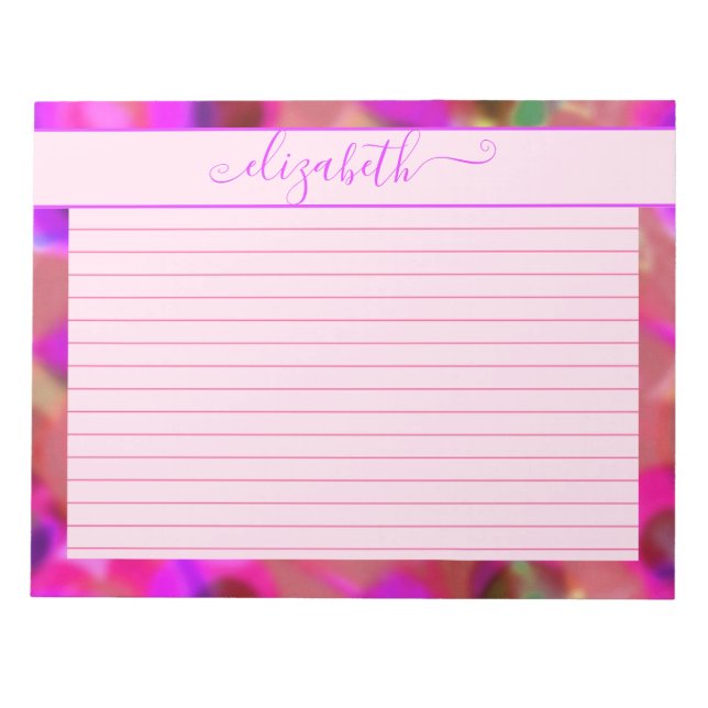 Neon Pink & Purple Abstract Watercolor Notepad (Front)