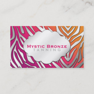 Neon Pink & Purple Zebra Print Tanning/Salon Business Card