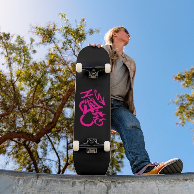 Neon Pink “Queen” Graffiti Skateboard (Outdoor 1)