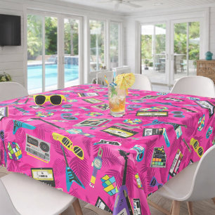 Neon Pink Retro Sunglasses 80s Tropical Statement Tablecloth