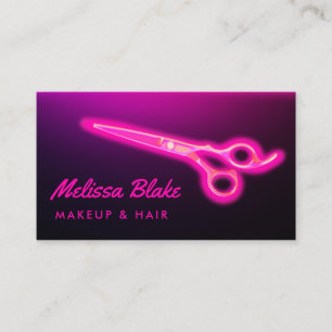 neon pink scissors logo business card