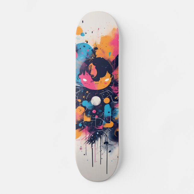 Neon Pink Skateboard, Glow-in-the-Dark Skateboard, Skateboard (Front)