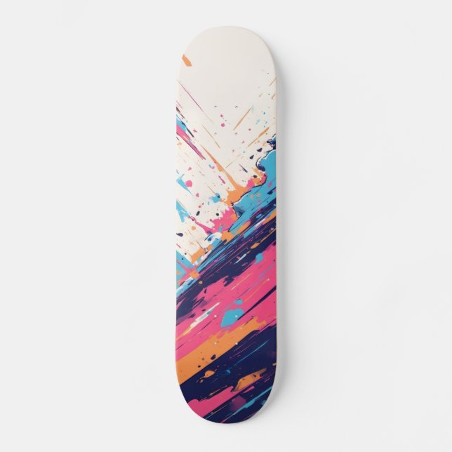 Neon Pink Skateboard, Glow-in-the-Dark Skateboard, Skateboard (Front)