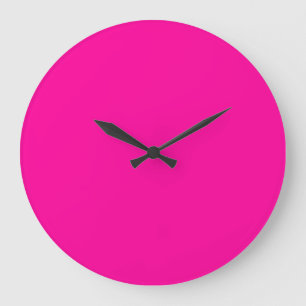 Neon Pink Solid Color Large Clock