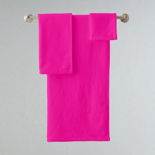 Neon Pink Solid Colour Bath Towel Set