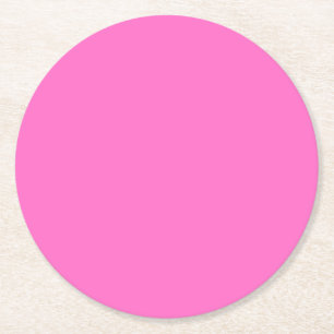 Neon Pink Solid Colour Classic Round Paper Coaster