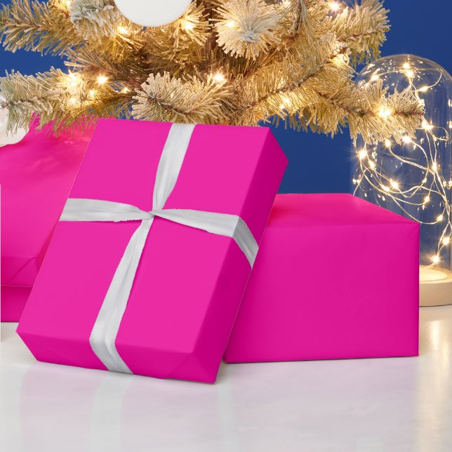 Neon Pink Solid Colour Wrapping Paper (Holidays)