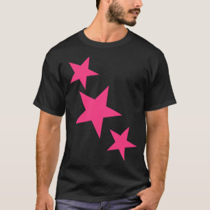 Neon Pink Star Print T Shirt