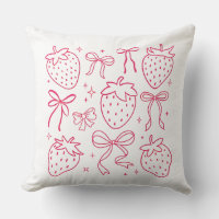 Neon Pink Strawberries and Bows Kawaii Design