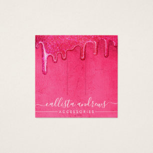 Neon Pink Thick Glitter Drips Hair Clip Display