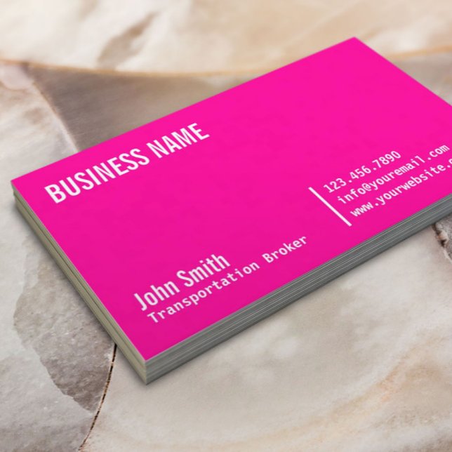Neon Pink Transportation Broker Business Card (Creator Uploaded)