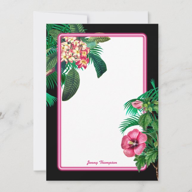 Neon Pink Tropical Botanicals  Card (Front)