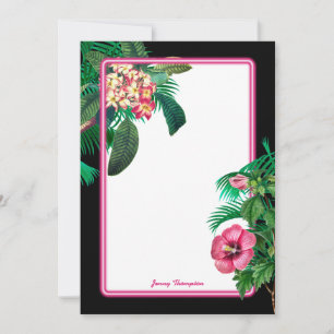 Neon Pink Tropical Botanicals  Card