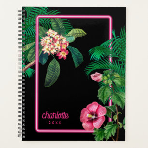 Neon Pink Tropical Botanicals Yearly Planner