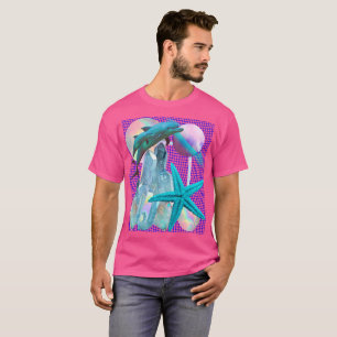 Neon Pink Vaporwave/ Seapunk Aesthetic, Dolphin T-Shirt