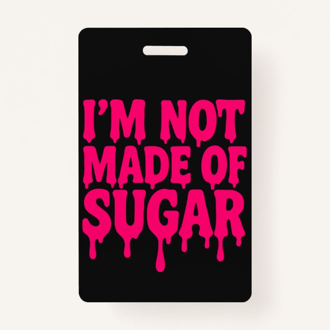 Neon Pink Vertical Badge (Black) – Customisable ID Badge (Front)