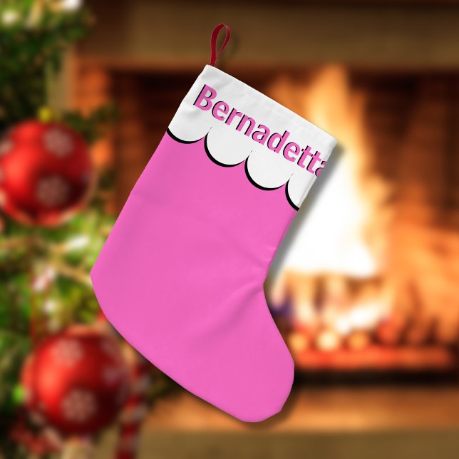 Neon Pink White 3D Elegant Name Personalised Small Christmas Stocking (Creator Uploaded)