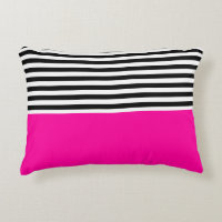 Neon Pink With Black and White Stripes