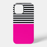 Neon Pink With Black and White Stripes