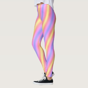 Neon Pink Yellow Candy Stripes Leggings