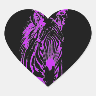 Neon Pink Zebra Heart Sticker