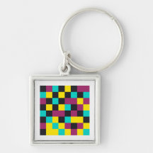 Neon Pixel Pattern Keychain