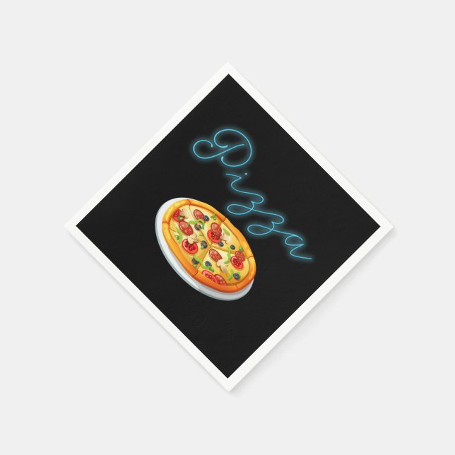 Neon Pizza Sign Napkin (Corner)