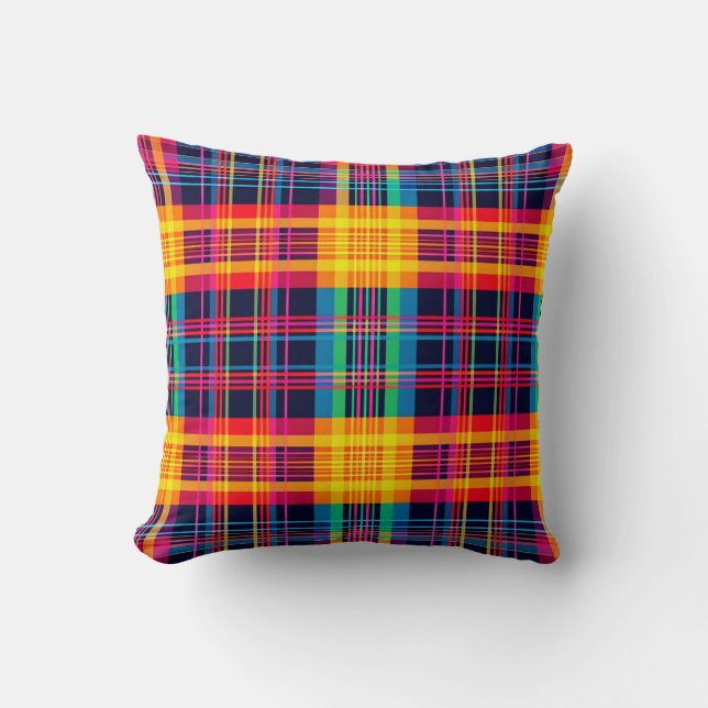 Neon Plaid Checkered Pattern  Cushion (Front)