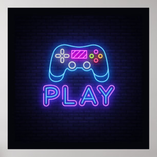 Neon Play Gamer Poster