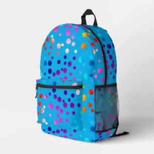 Neon Polka Dots On Aqua Printed Backpack