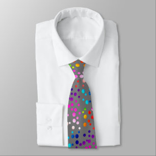 Neon Polka Dots on Grey Tie