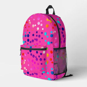 Neon Polka Dots On Hot Pink Printed Backpack