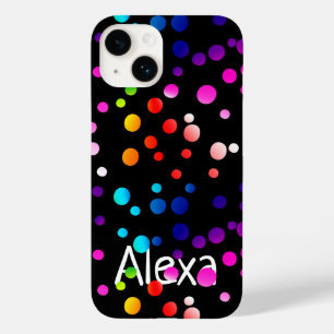 Neon Polka Dots with Name Case-Mate iPhone 14 Case