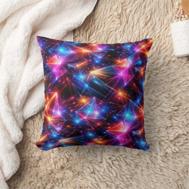 Neon Polygon Abstract with Explosions Cushion (Blanket)