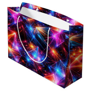 Neon Polygon Abstract with Explosions Large Gift Bag