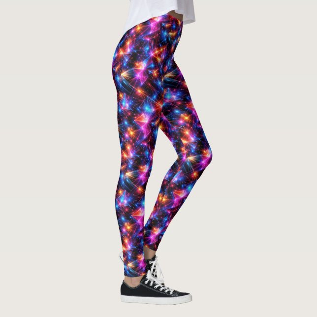 Neon Polygon Abstract with Explosions Leggings (Right)