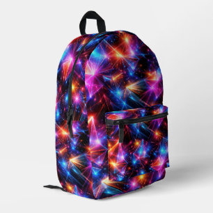 Neon Polygon Abstract with Explosions Printed Backpack