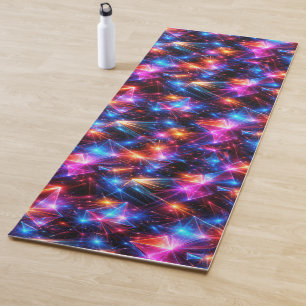 Neon Polygon Abstract with Explosions Yoga Mat