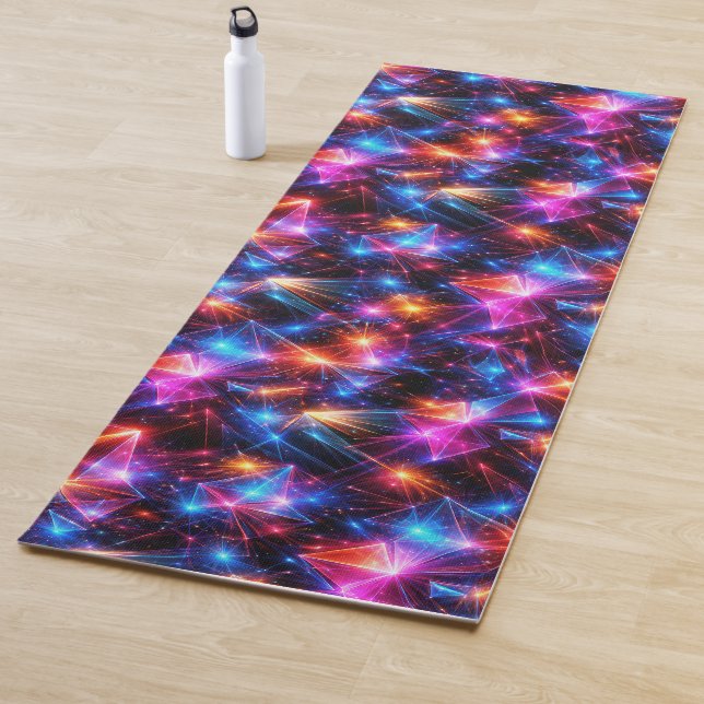 Neon Polygon Abstract with Explosions Yoga Mat (In Situ)