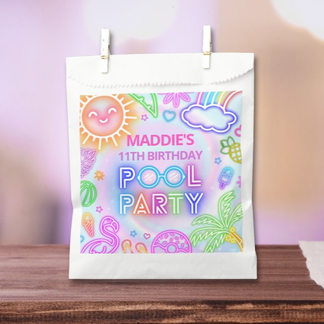 Neon Pool Party Birthday Favour Bags (Creator Uploaded)