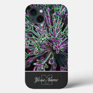 Neon-Pop-Art blossom macro with Monogram! Case-Mat iPhone 13 Case